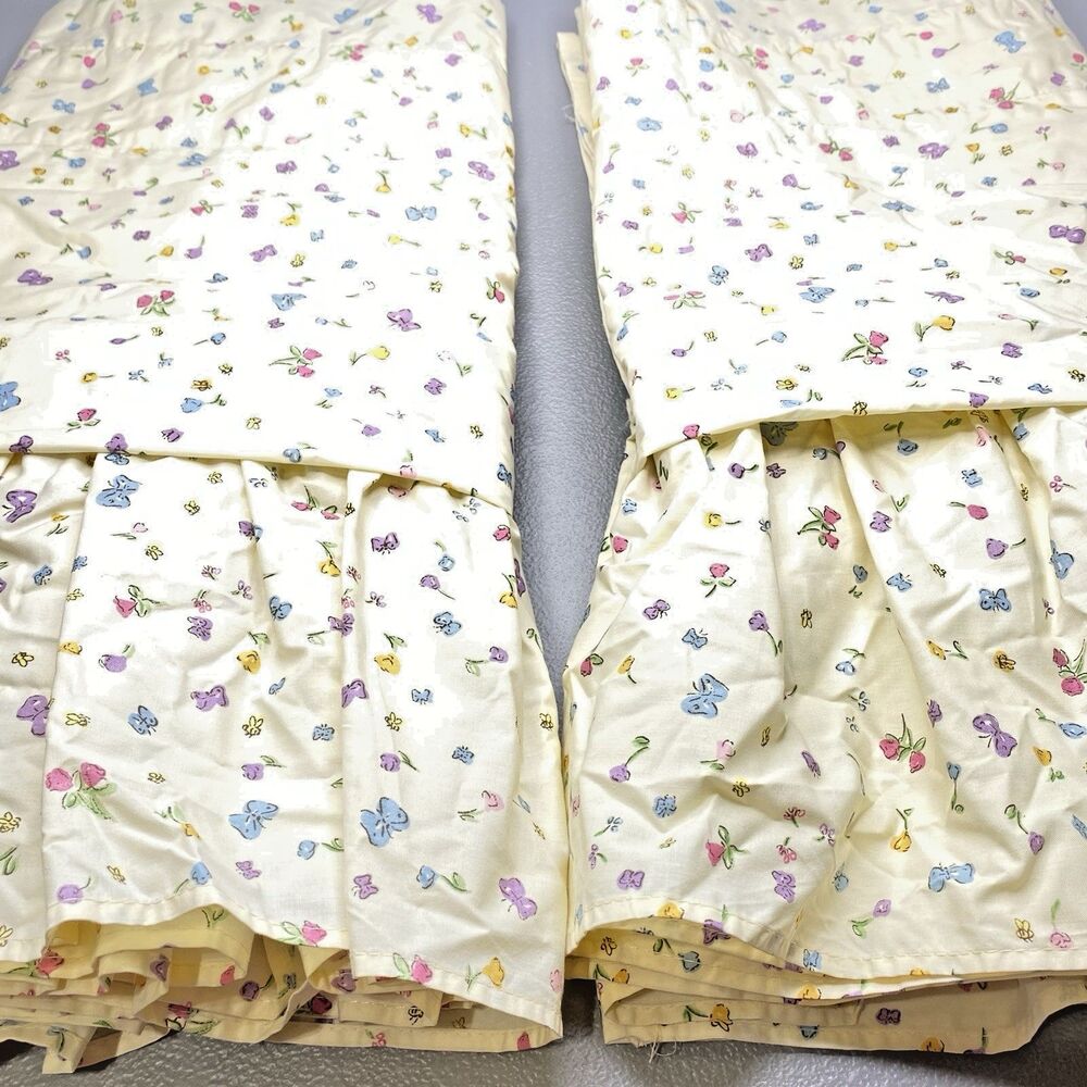 2 Disney CLASSIC POOH Valance Curtains Balloon Ruffle 81" Beige 1998 Calliope